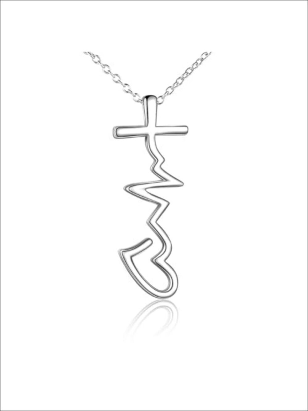 Sterling Silver Faith Hope Love Cross Pendant Necklace 18 inch Rolo Chain